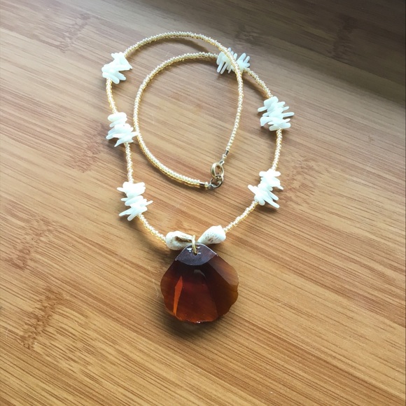 Handmade beach boho beaded necklace (17 inches) - Picture 2 of 2